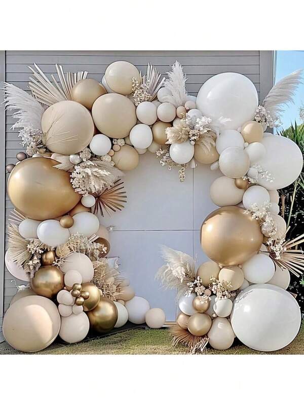 146 Stück Boho Ballon Girlande Set - weiß, beige, gold und nude Ballons für Babyparty, Hochzeit, Verlobung, Geburtstag Dekorationen und Hintergrund Geschenke, Abschlussfeier Dekorationen, Junggesellinnenabschied Deko, Abschluss Dekorationen, Sommer Strand, Einschulung Schulbedarf, Raumdekoration