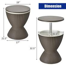 Lifezeal 8 Gallon 3 In 1 Patio Rattan Cooler Bar Table Adjust Ice Bucket Brown\Black - Brown - View 3