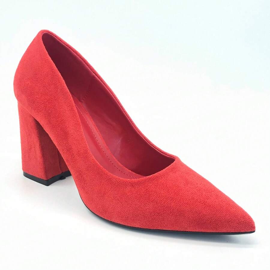 Fashionable, Versatile, Elegant Minimalist Solid Color Pointed Toe High Heels - Red-8723-1 - View 1