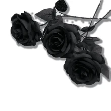 5/10 Pcs Realistic Black Silk Roses, Suitable For Halloween Goth Dark Style Decor Gifts Birthday Graduation - Black - View 8