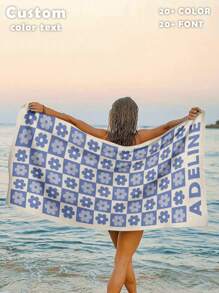 1pc Customized Beach Towel, Quick Dry Swimming Towel, Comfortable Sand Towel, Stylish Pool Towel, Custom Name, Flower, Vintage, Beautiful Yoga Mat, Beach Accessory, Essential Holiday Gift For Mother's Day, For Birthdays, For Children's Day, For Father's Day, For Graduation, For Weddings, For Housewarming Bathroom, Living Room, Bedroom, Home Summer Bathroom Decor Travel Essentials Travel Accessories Beach Essentials,Sunny Journey - Style 1 - View 1