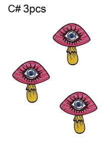 1 Set Of 3pcs Funny One Eyed Mushroom Embroidery Patches Cute Cartoon Clothing Cloth Stickers DIY Iron On Patches Sew Badge Applique Suitable For Backpacks, Jeans, Jackets, T-Shirts, Hats, Dresses, Etc