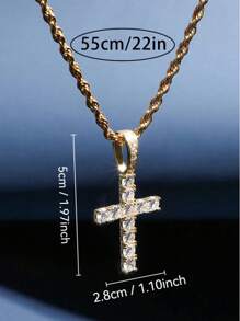1 Dây chuyền mặt thánh giá thời trang sang trọng với đá Zirconia khảm đồng, dây chuyền thép không gỉ mạ vàng 18K, món quà lý tưởng - Vàng - Xem 3