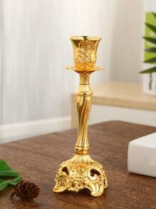 1 chiếc chân nến trang trí hoa bằng hợp kim kẽm phong cách Boho, màu vàng, thích hợp cho khách sạn, nhà riêng, phòng khách, phòng ăn, ngày lễ, bối cảnh lãng mạn, đám cưới, kỷ niệm, lễ kỷ niệm ngày lễ, tiệc công ty, nhà thờ - Vàng - Xem 3