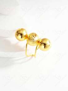 Set de 2 piezas, nuevo juego de joyería con flores esféricas enchapado en oro de 24K, pulsera y anillo, adecuado para vestido de fiesta, cena de aniversario de boda, uso diario casual para mujeres