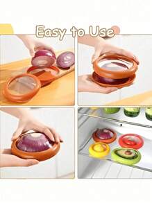 4 件套水果蔬菜保鲜盒套装 - 带盖冰箱储物容器、食物保鲜盒和水果保鲜盒 - 可重复使用且耐用的厨房配件，用于保持新鲜水果蔬菜抗氧化储物盒 - 彩色 - 查看 5