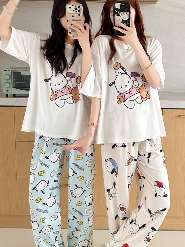 1 Stück Sanrio Charakter Serie hochwertige Milchseide Hello Kitty Schlafanzug Hose, geeignet für Frühling und Herbst, mit einem süßen und niedlichen Design, das Lässig- und Hausmode kombiniert. Es ist eine lässige Hausmode, die auch außerhalb getragen werden kann, Urlaub