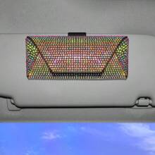 1 pièce Étui à lunettes décoratif avec strass, boîte de rangement pour lunettes