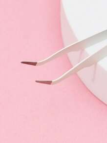 White Minimalist Eyelash Tweezers, Straight And Angled Tips, Two Styles Available, Finely Designed To Meet Various Needs. Thickened Steel Material, High Hardness, Good Elasticity, Durable. Comes With Protective Cover To Avoid Hand Injury. Comfortable Fit. - White - View 9