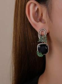 1 paar sieraden-stijl Cubic Zirconia oorbellen, luxe en elegante oorbellen voor damesmode-outfits, jurken, sieraden cadeau voor verjaardagen