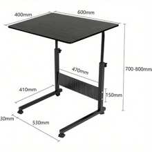Height Adjustable Mobile Table 40x60-(67-80) Cm Height Adjustable Laptop Table Workstation Laptop Overbed Multi Table