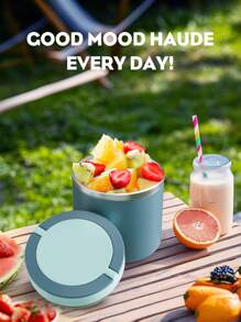 1pc Stainless Steel Insulated Food Container With Handle - Keeps Food Warm/Cold, Portable Design, Suitable For Home And Office, Fashionable And Practical - Blue-630ml - View 7