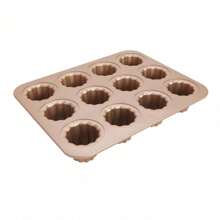 12 Cups Mold Cake Pan, Pan Non-Stick Baking Pan For Oven Carbon Steel Caneles Molds Bakeware Tools French Pastry Molds Muffin Cupcake Pan Christmas Baking (12-Cavity)