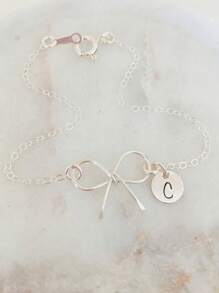 Pulsera personalizada "Atar el nudo", regalo para dama de honor, joyería de lazos, regalo para niña de las flores, regalo de boda, regalo para dama de honor, regalo para el equipo nupcial