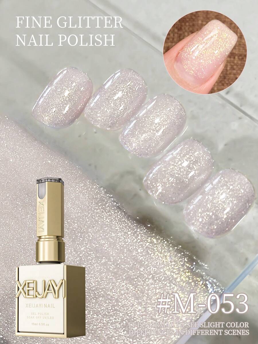 XEIJAYI 1瓶15毫升精细闪光凝胶指甲油，UV/LED固化，持久速干美甲凝胶 - 春夏美甲的理想礼物