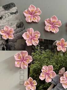 Flower Decor Magnetic Stickers, Electroplated Glossy Vintage Colorful Pink Heart-Shaped Refrigerator Magnets, Photo Wall, Memo Board Decoration