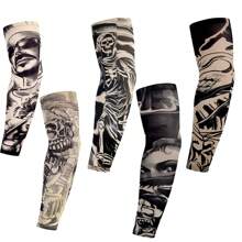 5 paquetes de mangas de tatuaje de flor para el brazo para deportes de equitación y protección solar UV, diseño de desafío definitivo de manga media para hombres y mujeres