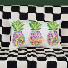 1pc Summer Throw Pillow Cover Tropical Pineapples Colorful Floral Lumbar Pillowcase Happy Summer Holiday Farmhouse Decorations Patio Cushion Case For Sofa Couch Home Bed