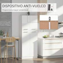 HOMCOM HOMCOM Armario Alto de 2 Puertas Mueble Auxiliar de Almacenaje Multifuncional con 5 Estantes y Baldas Ajustables Moderno para Salón Dormitorio Cocina 59x31x155 cm Blanco