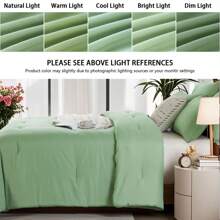 Queen Comforter Set Sage Green, 2 Pcs/3 Pcs Lightweight Comforters Queen Size Solid Bedding Comforters Sets, [1 Comforter, 1 Pc/2 Pcs Pillowcases] Universal All Seasons, Perfect For Your Bedroom Decor, Ideal Gift. - 淺綠 - 76 - 查看 2