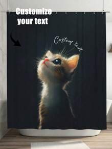 1pc Customized Flannel Shower Curtain, Personalized Text, Custom Background, Wedding Shower Curtain, Personalized Image, Custom Image, Super Thick & Soft, All Season Use, Family Friend Image, Gift For Friends & Family Home Bathroom Decor Fall Decor Bathroom Accessories Back To School