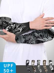 10 nuevos manguitos protectores de brazo de nailon con protección UV y tatuajes temporales para hombres, manguitos de refrigeración para cubrir tatuajes, manga de compresión con protector solar para el verano