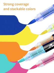 120/72/48 Colors Acrylic Marker Pens With Flexible Tip, Buildable Opaque Ink, DIY Painting Brushes For Students And Artists, Available In Multiple Color Options. - 72 màu - Xem 8