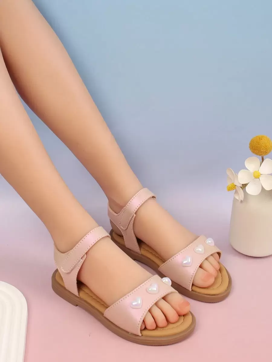 1 par de sandalias de niña bebé color rosa, cómodas con , lindas zapatillas para infantes/niños pequeños para uso en exteriores, playa y de princesa de hadas, para verano