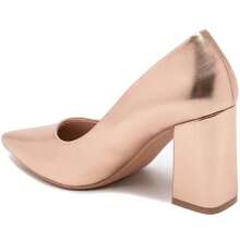Women's Pointed Toe, Square Heel Pumps - Champagne - View 3