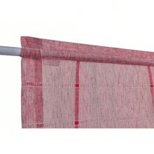 Transparent Voile Stripe Curtains With Elegant Design And Two Ribbons (2 Pieces), In 60x150 Cm And 60x240 Cm, Suitable For Different Living Areas And Families. - 酒紅色 - 查看 2