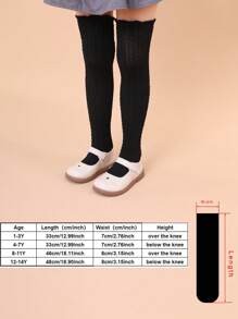2 pares de calcetines de unicolor hasta la rodilla para niñas, calcetines cómodos y transpirables por encima de la rodilla para bebés, niños pequeños y niños mayores