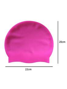 1pc Plain Silicone Swim Cap With Ear Protection, Waterproof Swimming Gear Suitable For Short, Medium & Long Hair, Soft, Comfortable, Non-Slip & Easy To Wear - Multicolor - View 10
