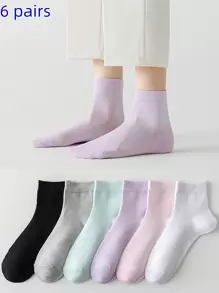 6 Pairs Of Thin Socks Women's Summer Cotton Socks Mesh Breathable Solid Color Cotton Mid-Tube Socks Spring Summer Cotton Socks Women's Stockings