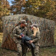 Hunting Blind - Portable Pop Up Ground Blind For 3-4 People With 270° See-Through Windows & Quiet Magnetic Door, Lightweight Design For Outdoor Hunting - Camouflage - View 1