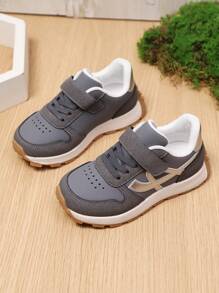 1 Pair Fashion Casual Comfortable Versatile Hook And Loop Children Sports Shoes, Suitable For School, Outdoor, All Season - Grey - View 3
