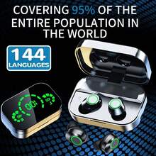 YD03 Language Wireless Translator Earbuds, Two Way Real-Time Translation, 144 Language, Simultaneous Translation, Online Instant Voice Translation For Travel Business And Learning