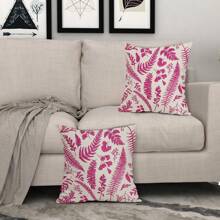 1pc Imitation Linen Pillowcase  Leaf Plant Pillow Covers 18X18 Inch  Green Tropical Fern Herbs Botanical Leaves Floral Decorative Pillow Cases Vintage Cushion Case Farmhouse Home Decor For Couch Sofa Porch Outdoor