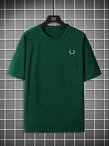 Camiseta de manga corta y cuello redondo informal con estampado de trigo para hombres en verano