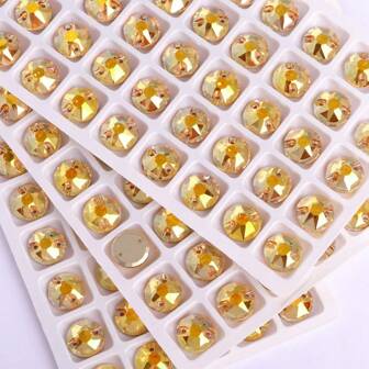 手工制作的双孔玻璃凸圆形宝石，颜色多样，适合服装、家居装饰、珠宝制作 DIY