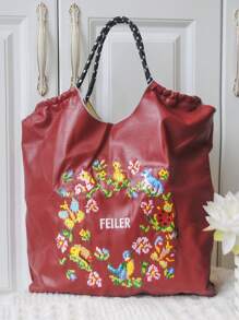 1 pieza Nuevo bolso de mano plegable de gran capacidad con estampado de pato en píxeles bordado de moda versátil, adecuado para playa, fiesta, llevar al hombro y de mano