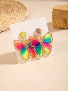1 Pair Bohemian Style Alloy Rattan Woven Earrings With Butterfly, Starfish & Floral Geometric Pattern, Versatile Design For Beach Party Gift, Summer (Earring Post Color Random)