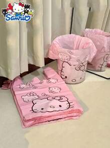 Sanrio 50 piezas Bolsas de basura desechables de diseño rosa de dibujos animados de Sanrio KTM de material PET, adecuadas para sala de estar, dormitorio, baño y cocina, solución de regalo y almacenamiento, bolsas de limpieza de diseño de dibujos animados lindos, bolsas de basura de escritorio Kawaii, botes de basura para el hogar, la oficina y la cocina, bolsas de almacenamiento para camping al aire libre