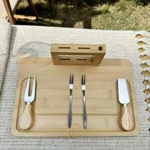 1 Plateau à fromage, 1 Fourchette à fromage, 1 Couteau à fromage droit, 2 Fourchettes à fruit, Plateau de service de cuisine maison pour fruits, pain, biscuits, convient pour les fêtes, les vacances et les cadeaux