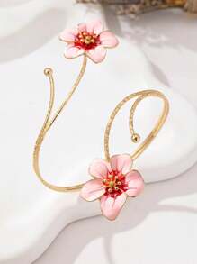 1 pieza Brazalete metálico con flores multicolor en estilo punk exagerado, brazalete de esmalte floral colorido y refrescante, adecuado para uso diario de mujeres, vacaciones, Día de la Madre, actividades sociales, vacaciones en la playa