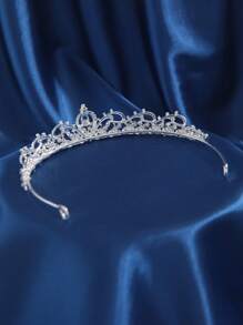1pc Rhinestone Princess Small Crown Headband Suitable For Wedding, Party, Birthday And Other Occasions - Silver - View 7