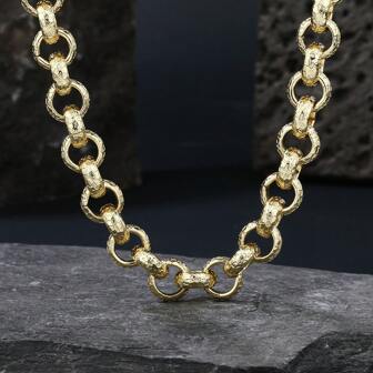 1pc 12mm Punk Round Circle Textured Chain Necklace With OT Clasp For Men, Suitable For Birthday, Holidays And Everyday Wear