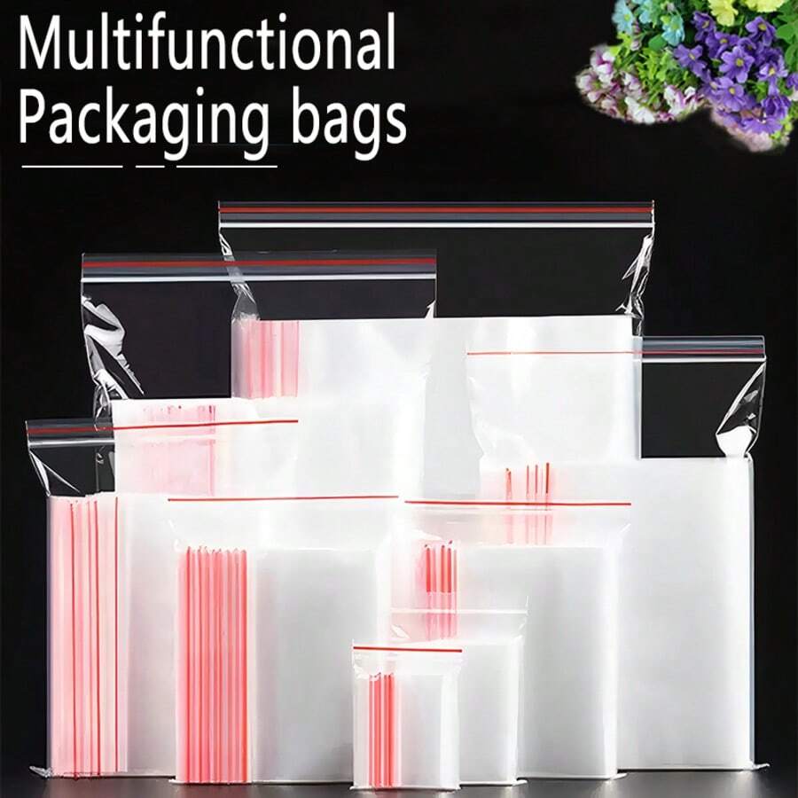 100pcs 1 Inch To 12 Inch Plastic Self-Seal Bags, PE Material, Reusable Ziplock Bags, 200Pcs Variety Pack, Double Layer 0.065mm Thick, Transparent Jewelry Pouches, Document Holders, Outdoor Camping Multi-Purpose Tool Bags, Holiday Gift Packaging, Clothes Storage Bags, Vacuum Seal Bags, Transparent Self-Adhesive Bags, Suitable For Transport, Travel, Outdoor Camping, Storage, Packaging, Gifts, Holidays