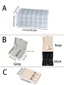 1pc Transparante Sieraden Opbergdoos, Gemaakt Van Anti-Oxidatie Fluweel En Acryl, Hoogwaardige Elegante Accessoire Displaydoos, Geschikt Voor Oorbellen, Ringen, Kettingen, Armbanden, Hangers, Moederdag, Valentijnsdag, Vriendinnencadeau