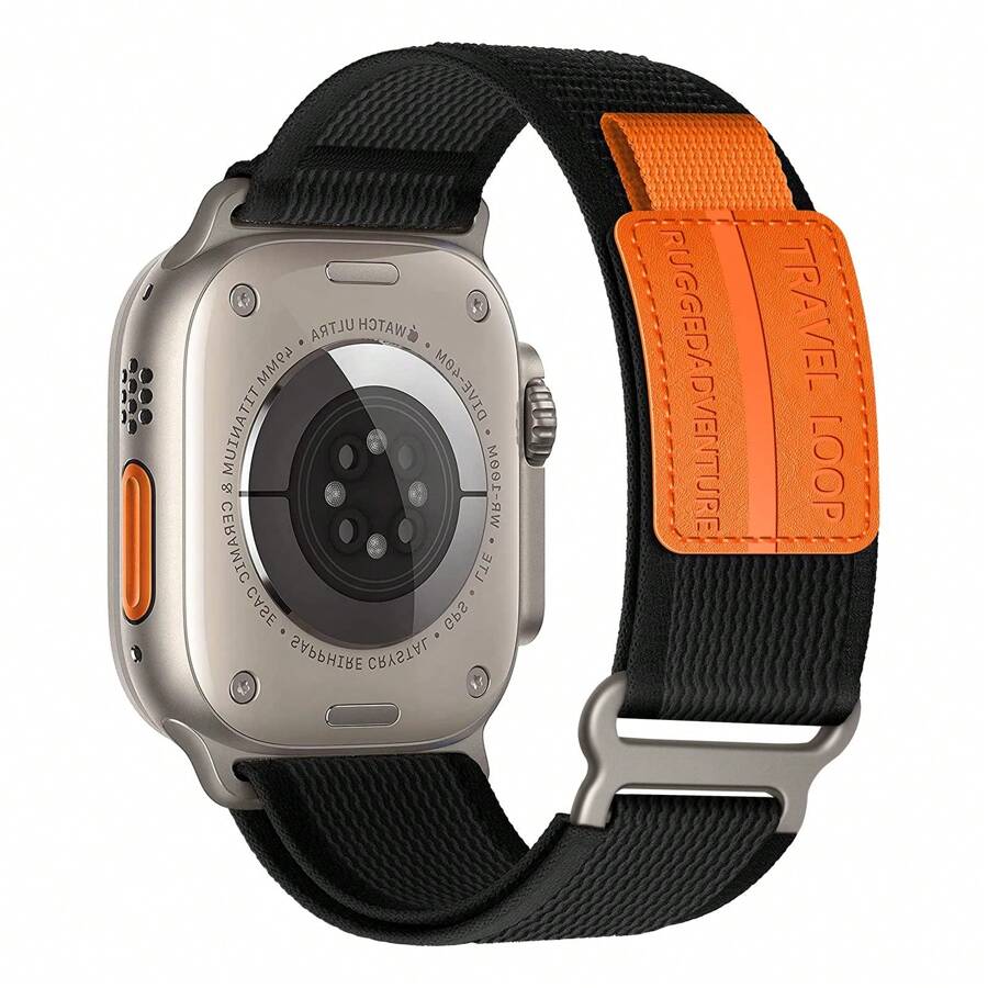Dây đeo bằng nylon Trail Loop tương thích với Apple Watch 49mm 46mm 45mm 44mm 42mm 41mm 40mm 38mm dành cho nam và nữ, dây đeo thể thao bện đàn hồi chắc chắn tương thích với Series Ultra SE 11 10 9 8 7 6 SE 5 4 3 2 1 - đen/đen - Xem 1