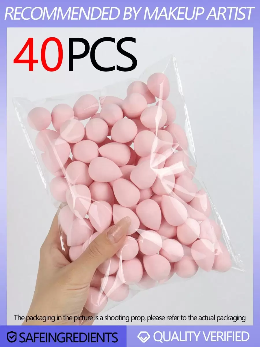 50/40/25 Pcs (Random Color) Mini Makeup Sponges, Dry & Wet Dual-Purpose Cosmetic Blender Sponge, Makeup Tools Set,Makeup,Cheap,Room Decor,Vanity,Travel,Bedroom,Makeup Accessories,Puff,Makeup Blender,Powder Puff,Makeup Sponge - Pink - View 1